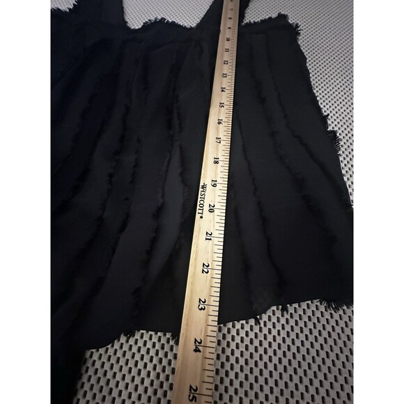 Max Studio Womens Black Cami Sz Small Sleeveless Top All Over Raw Hem Blousy Fit - Picture 10 of 10